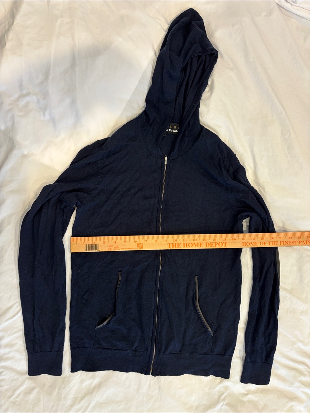 The Kooples Navy Hooded Zip-Up Sweater